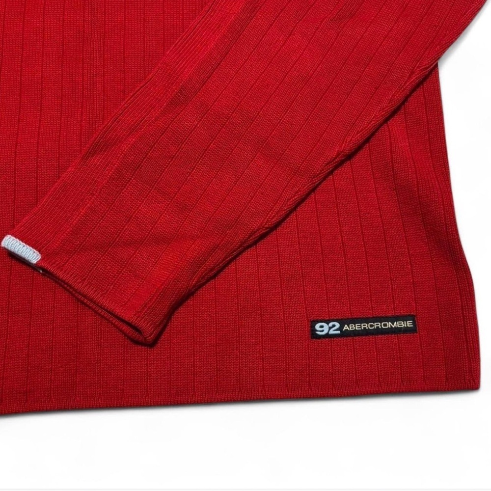 Vintage y2k Abercrombie & Fitch Boxy Relaxed Fit Rib Knit Sweater Mens L Red A&F - Picture 4 of 5